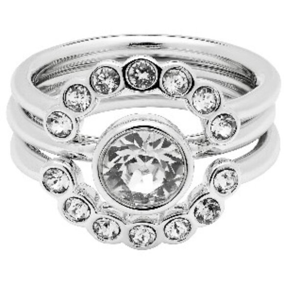 💕TED BAKER LONDON💕 Silver Cadyna Concentric Crystal Ring S/M NWT - Picture 4 of 8